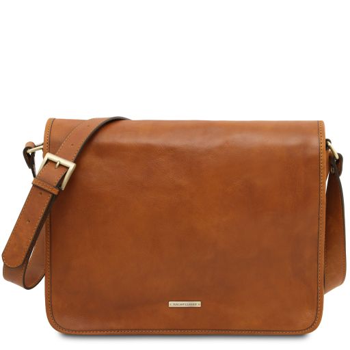 TL Messenger - Two compartments leather shoulder bag - Large size
