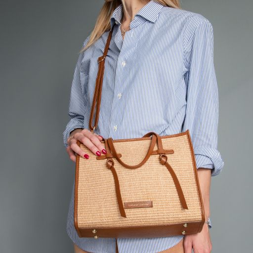 Frame - Sac à bandoulière en raphia