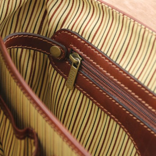 Mantova - Leather multi compartment TL SMART briefcase with flap