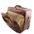 Varsavia - Pilot case en cuir avec deux roulettes