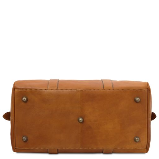 TL Voyager - Travel leather duffle bag with pocket on the back side - Small size