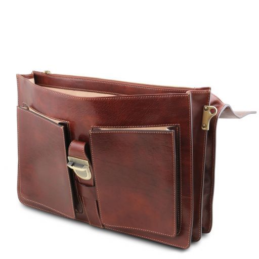 Assisi - Cartable en cuir avec 3 compartiments