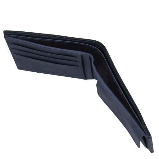 Elégant portefeuille en cuir pour homme avec 2 volets et porte monnaie
