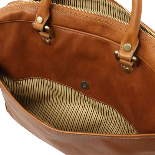 Pisa - Leather laptop briefcase with front pocket