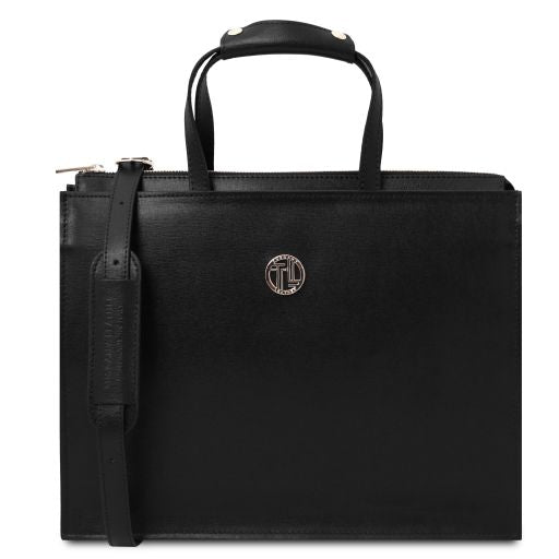 Palermo - Serviette en cuir Saffiano avec 3 compartiments