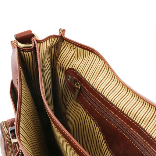 Ventimiglia - Cartable multi compartiments en cuir avec poches frontales