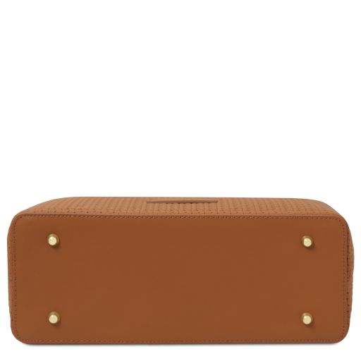 Dedalo - Sac shopping en cuir imprimé tressé