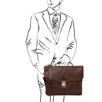 Alessandria - Leather multi compartment TL SMART laptop briefcase