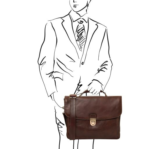 Alessandria - Leather multi compartment TL SMART laptop briefcase
