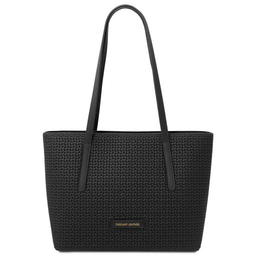 Dedalo - Woven printed leather shopping bag Main image