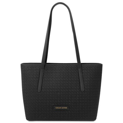 Dedalo - Woven printed leather shopping bag