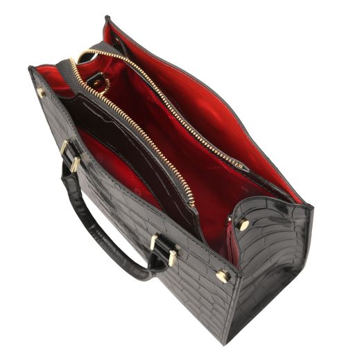 CROQUE – Sac cabas structuré en cuir effet croco