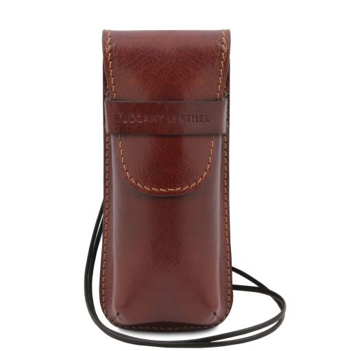 Étui à lunettes en cuir exclusif avec bandoulière