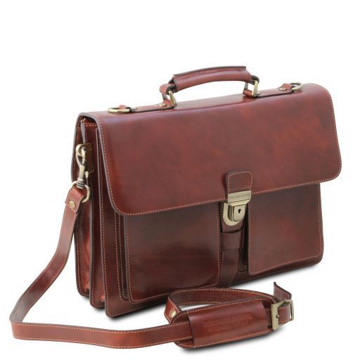 Assisi - Cartable en cuir avec 3 compartiments