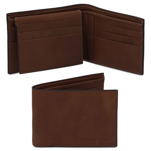 Elégant portefeuille en cuir pour homme avec 3 volets
