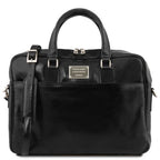Urbino - Leather laptop briefcase with front pocket