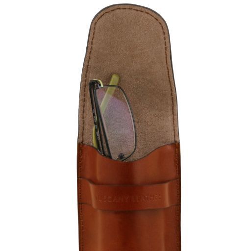 Étui à lunettes en cuir exclusif avec bandoulière