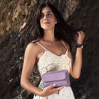 Urania - Leather wallet/phone holder with strap