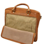 Pisa - Leather laptop briefcase with front pocket