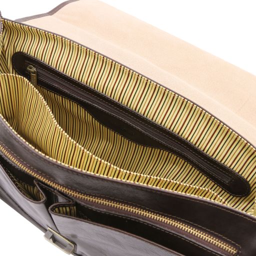 Mantova - Cartable multi compartiments en cuir avec rabat