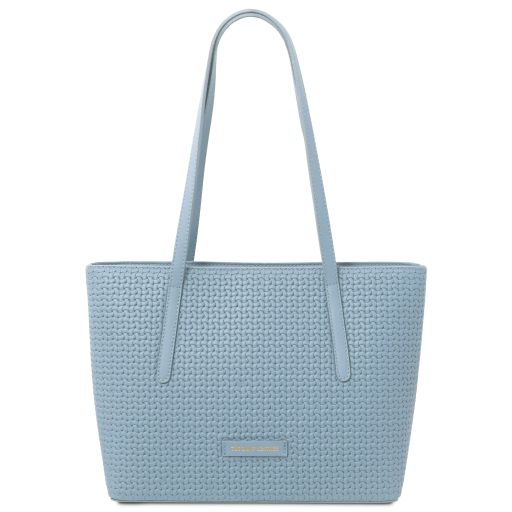 Dedalo - Sac shopping en cuir imprimé tressé