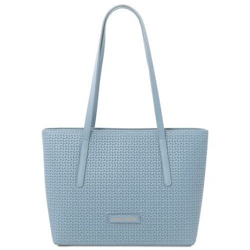 Dedalo - Sac shopping en cuir imprimé tressé