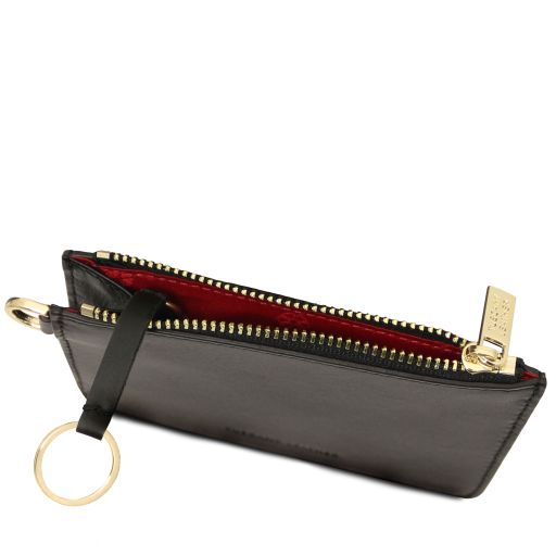Leather card holder with handle