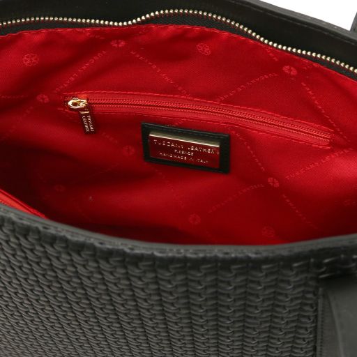 DEDALO — Woven Printed Leather Shopping Bag