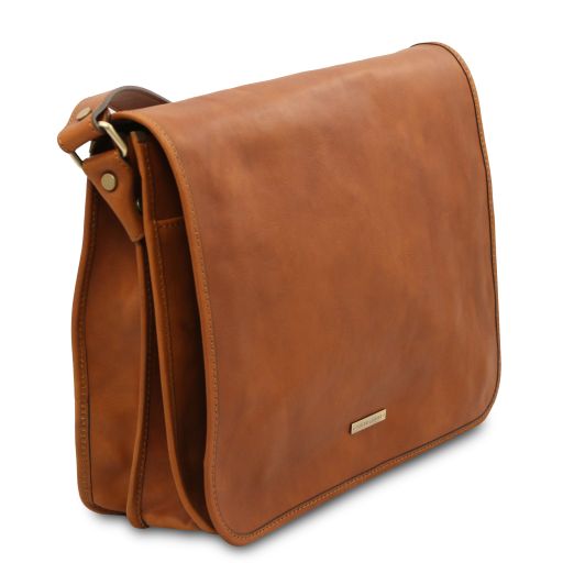 TL Messenger - Two compartments leather shoulder bag - Large size