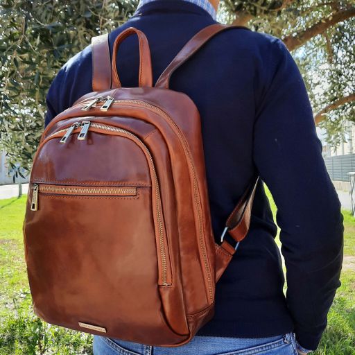 Perth - 2 Compartments leather backpack