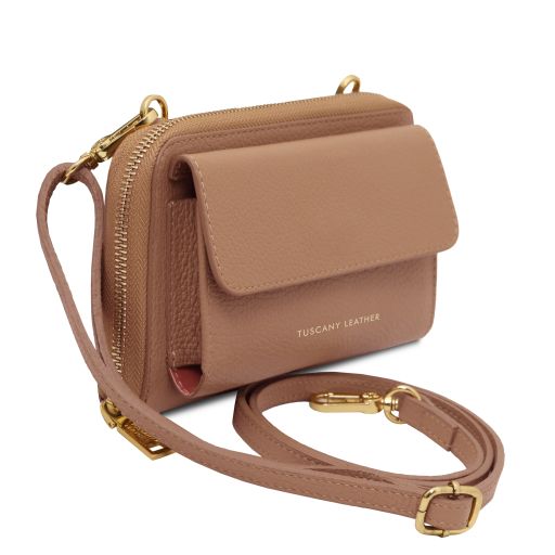 Urania - Portefeuille/supporte pour téléphone en cuir avec bandoulière