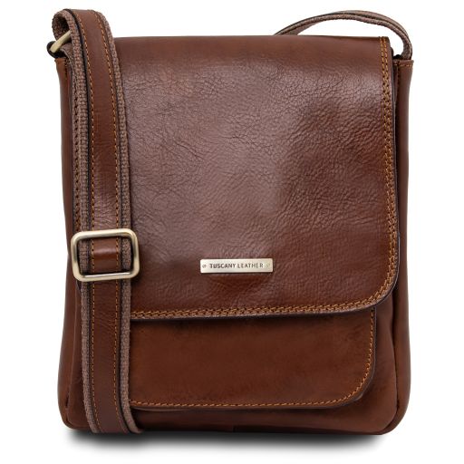 Jimmy - Leather crossbody bag for men with front pocket