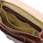 Mantova - Cartable multi compartiments en cuir avec rabat