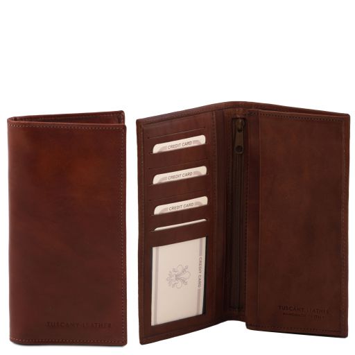 Elégant portefeuille vertical en cuir avec 2 volets