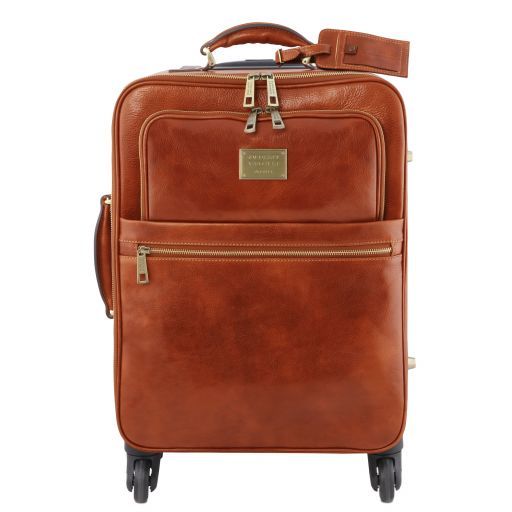 TL Voyager - Valise verticale en cuir avec 4 roulettes