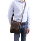 John - Leather crossbody bag for men with front zip