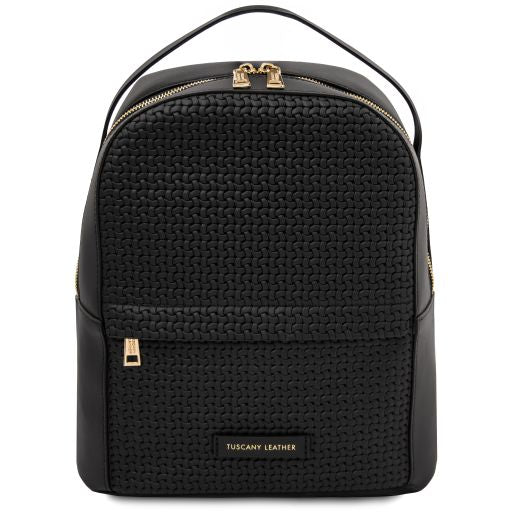 Dedalo - Woven printed leather backpack