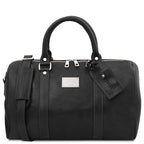 TL Voyager - Travel leather duffle bag with pocket on the back side - Small size