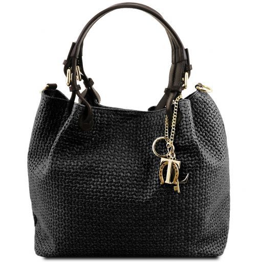TL KeyLuck - Sac shopping en cuir imprimé tressé