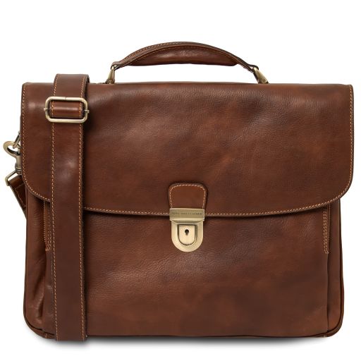 Alessandria - Leather multi compartment TL SMART laptop briefcase