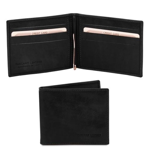 Elégant porte cartes en cuir avec pince à billets