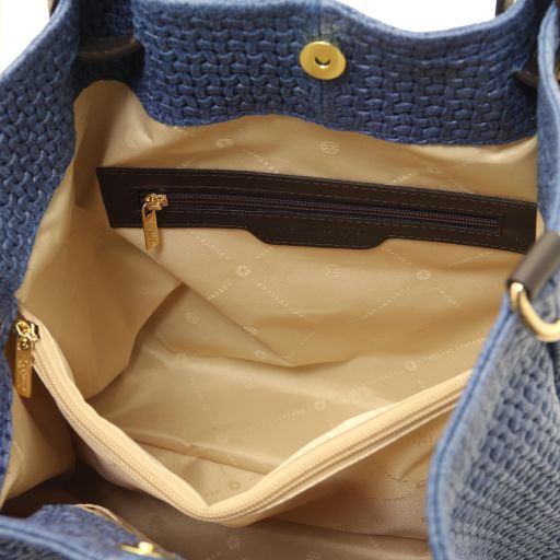 TL KeyLuck - Sac shopping en cuir imprimé tressé