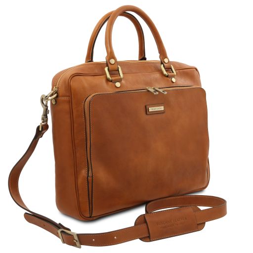 Pisa - Cartable en cuir porte ordinateur avec poche frontale