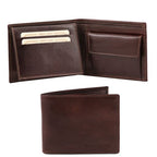 Elégant portefeuille en cuir pour homme avec 3 volets et porte monnaie