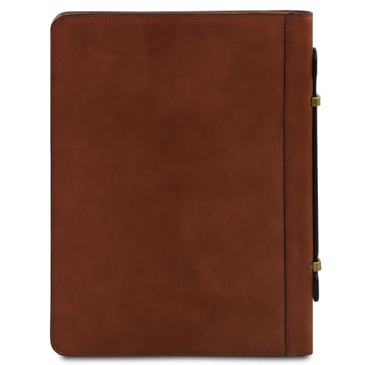 Cesare - Leather document case with handle and ring binder