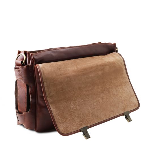 Ventimiglia - Cartable multi compartiments en cuir avec poches frontales