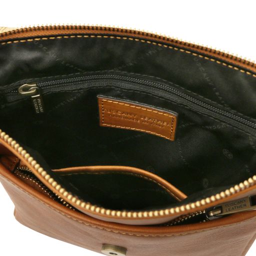 John - Leather crossbody bag for men with front zip