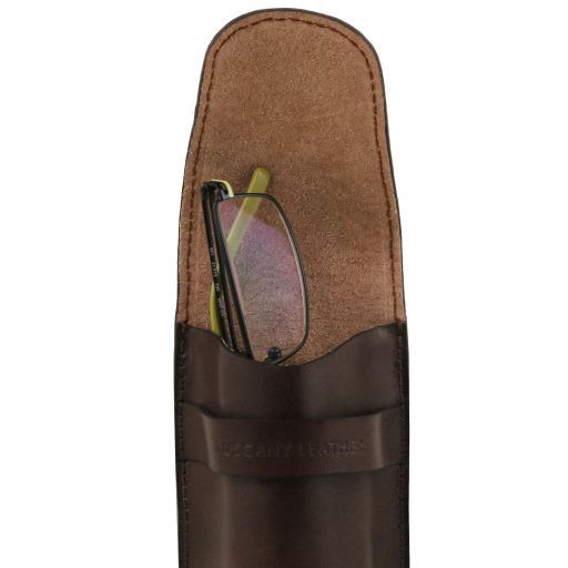 Étui à lunettes en cuir exclusif avec bandoulière