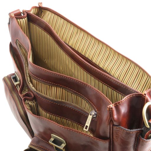 Ventimiglia - Leather multi compartment TL SMART briefcase with front pockets
