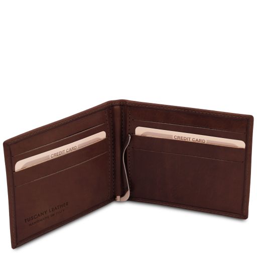 Exclusive leather card holder with money clip
